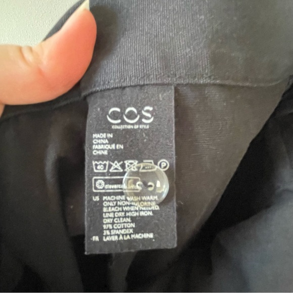 Cos cropped pants navy blue black side button detail black wide leg cotton blend - Picture 9 of 9